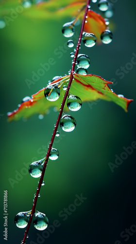 Falling raindrops photographed with a super telephoto lens Generative Ai
