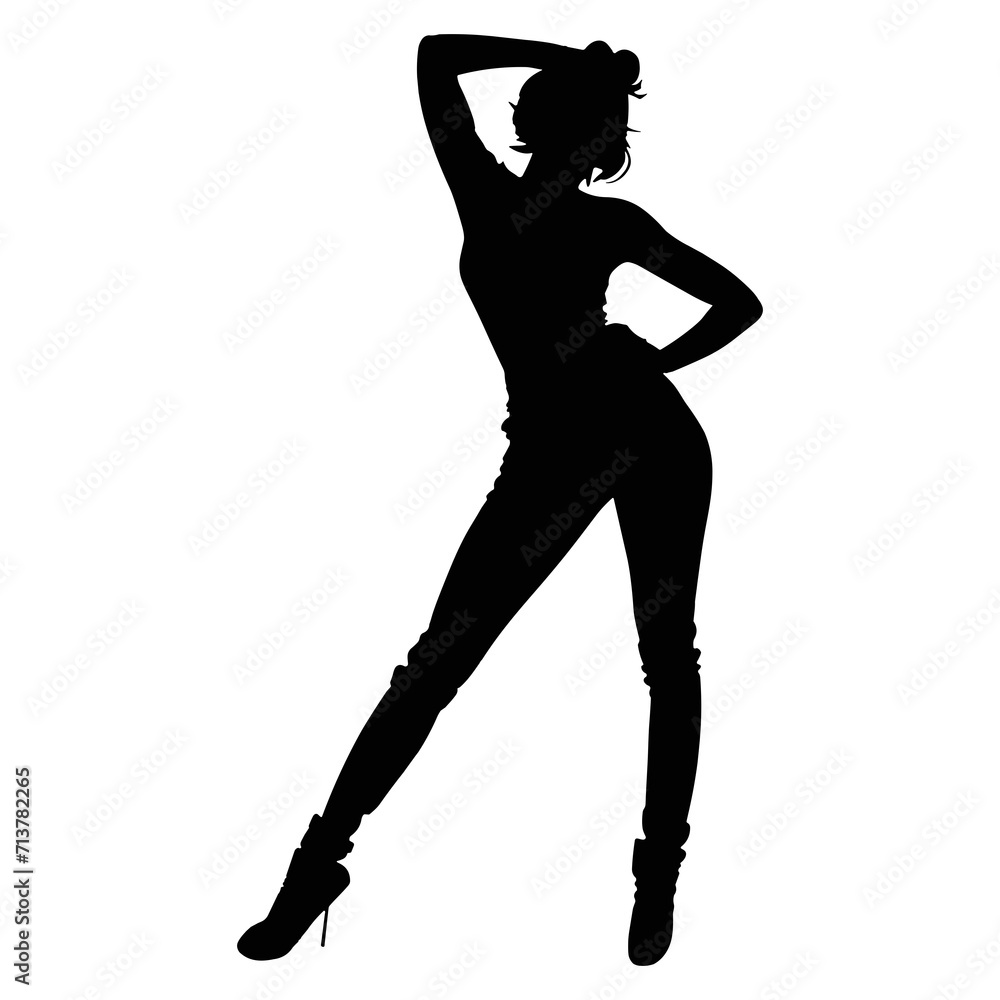 Silhouette of a woman with high heels, vector illustration