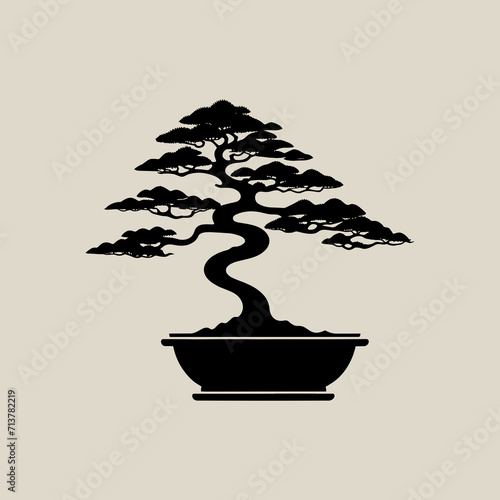 Silhouette of a bonsai for logo design