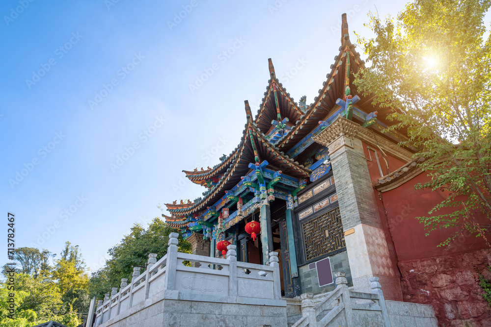 The Legal Temple is located in the ancient town of Guandu in the southeastern suburbs of Kunming, Yunnan, China. The Legal Temple is located in the ancient town of Guandu in the southeastern suburbs of Kunming, Yunnan, China.