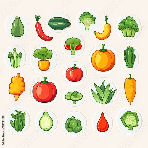 icon set  vegetables image great for making presentations. generative AI