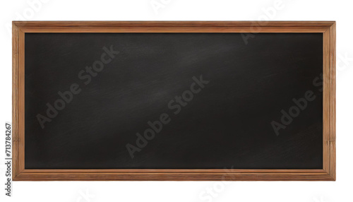Blackboard with wooden frame isolated on transparent background.