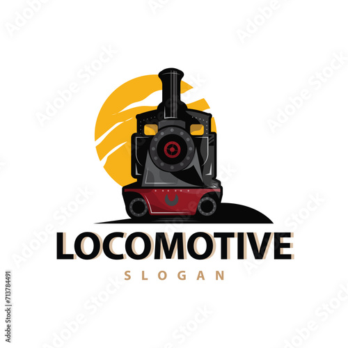 Steam train logo vector illustration old train silhouette vintage locomotive design template brand