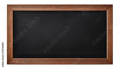 Blackboard with wooden frame isolated on transparent background.