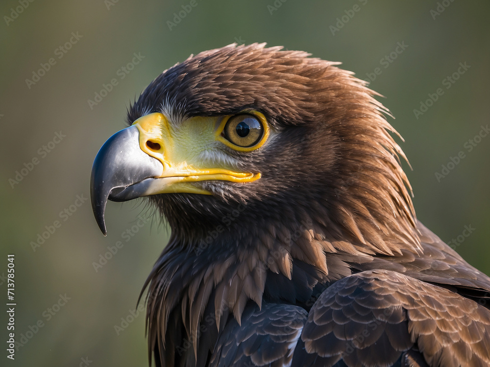 portrait of a brown eagle, eagle headshot portrait of a brown eagle, eagle headshot