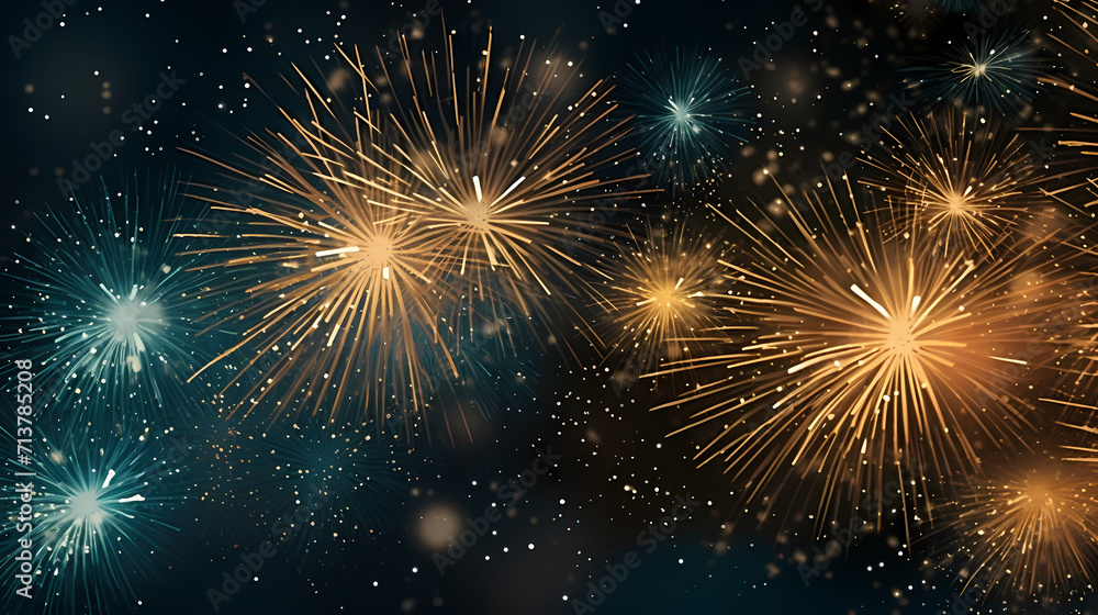 Fototapeta premium Beautiful creative holiday background with fireworks and sparkles