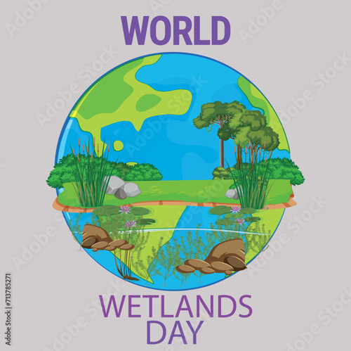 World Wetlands Day inscription. banner concept Hand hand-drawn vector art. 