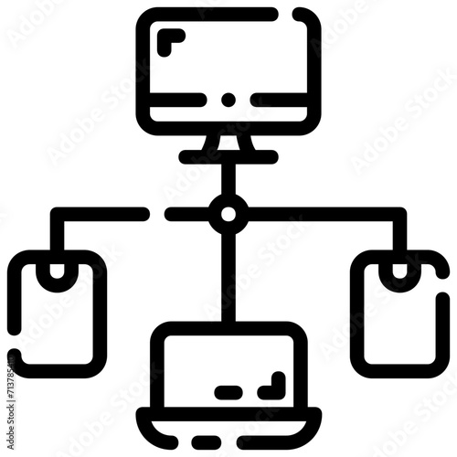 distributed data outline vector icon