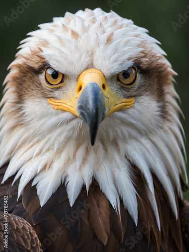 portrait of an eagle, white eagle front face headshot