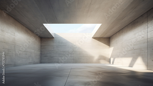 abstract architecture space interior with concrete wall 3d rendering