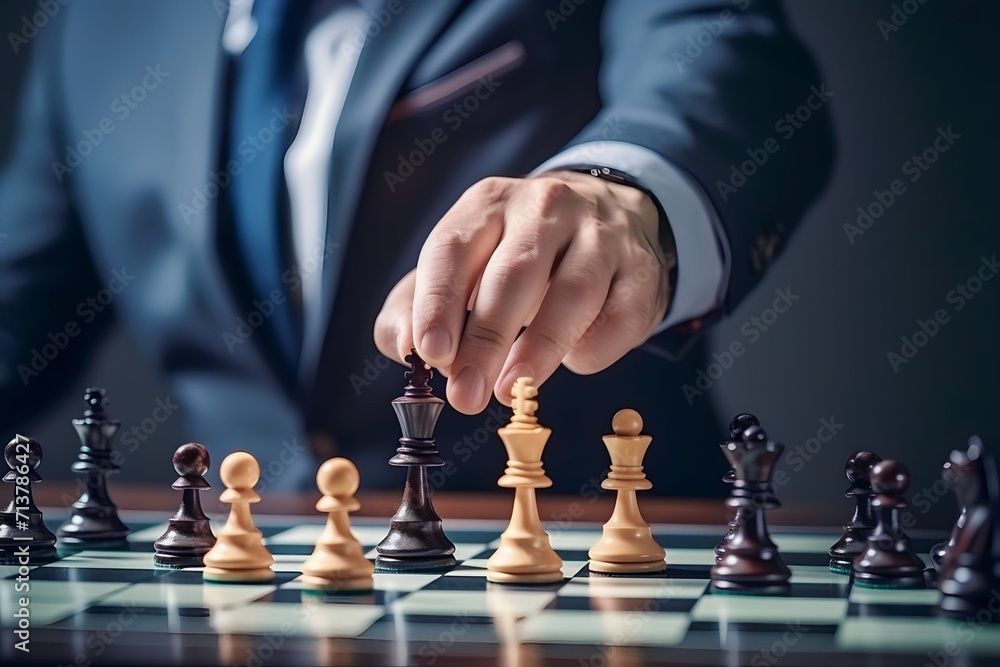 custom made wallpaper toronto digitalbusinessman's hands moving chess in a competitive game of strategy, management and leadership