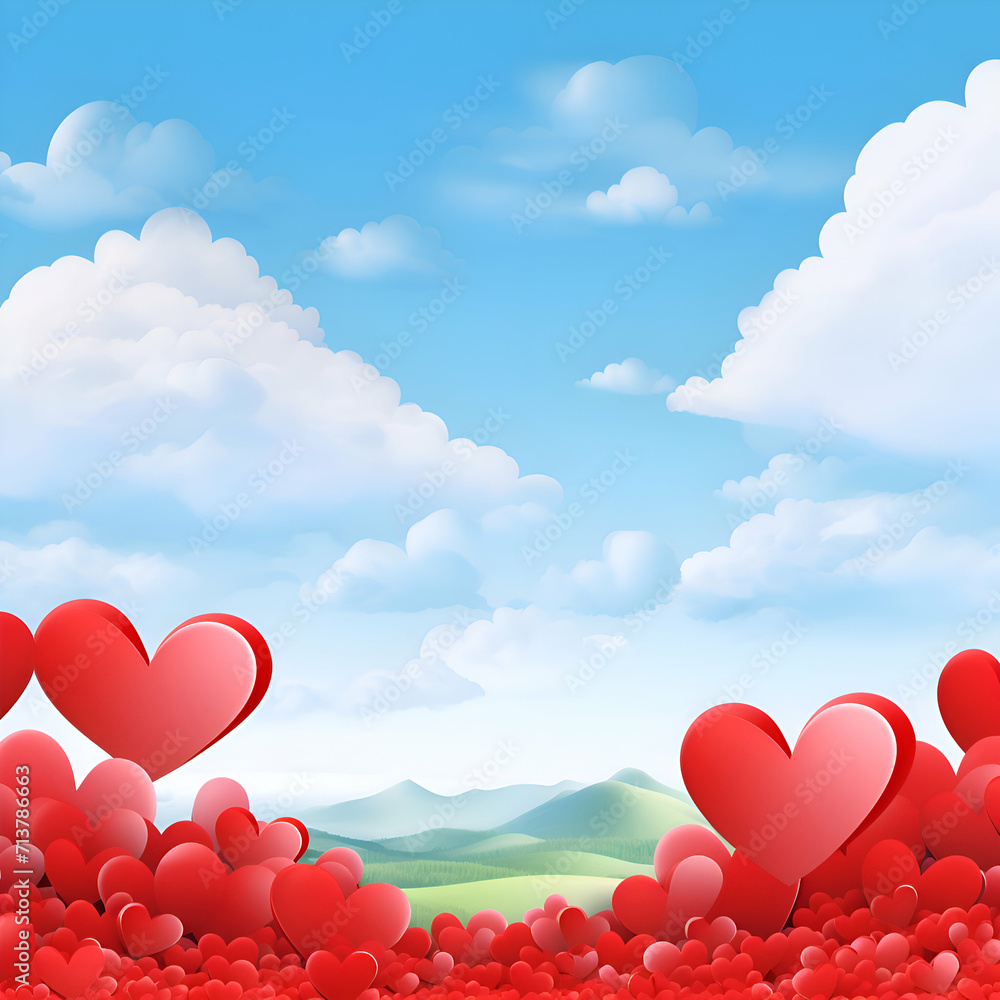 Valentine's day background with hearts and mountains. illustration. Valentine's day background with hearts and mountains. illustration.
