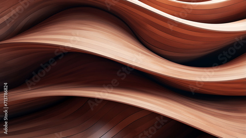 abstract of wooden pattern twisted shape architecture. perspective of future building 3d rendering
