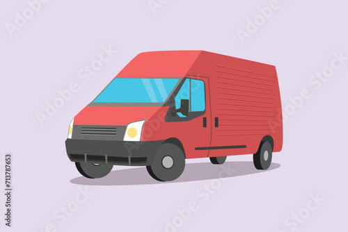 Delivery truck concept. Colored flat vector illustration isolated.