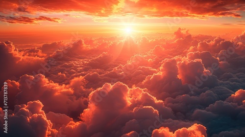Portrait of sunset above clouds a beautiful landscape, Generative AI.