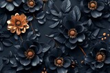 3d black wallpaper of beautiful flower background