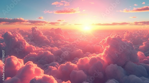 Portrait of sunset above clouds a beautiful landscape, Generative AI.