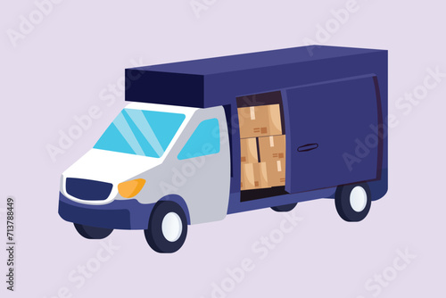 Delivery truck concept. Colored flat vector illustration isolated.