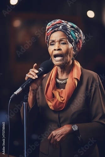 African female politician speaking during a political debate © Denisa