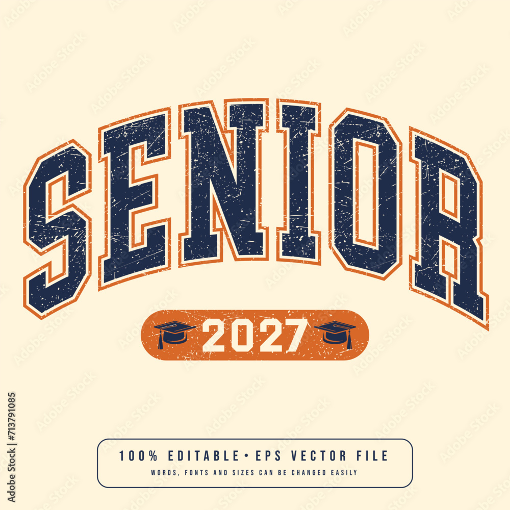 Lettering Class of 2027 for greeting, invitation card. Text for graduation design, congratulation event, T-shirt, party, high school or college graduate. Illustration - obrazy, fototapety, plakaty 