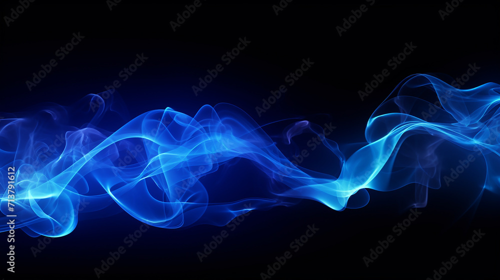 Obraz premium blue light effect with smoke on black background 3d rendering