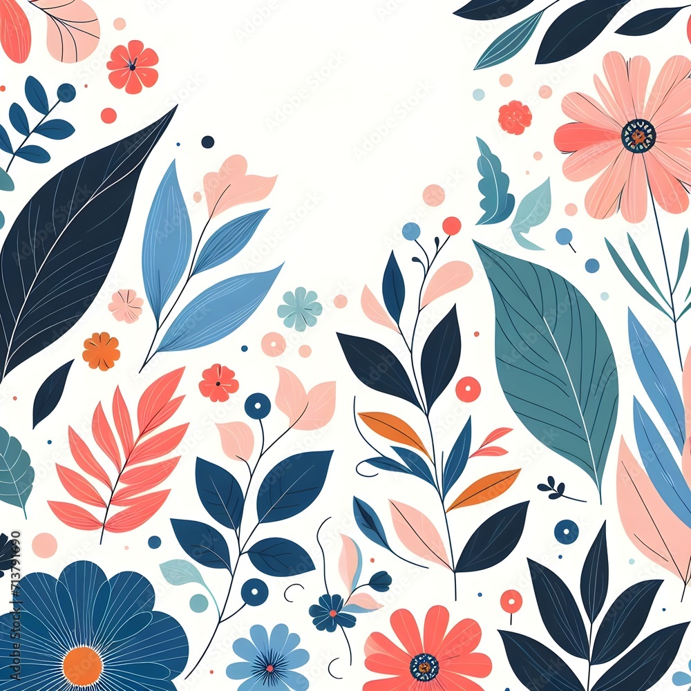 Flat Floral Elements Background Flat Floral Elements Background