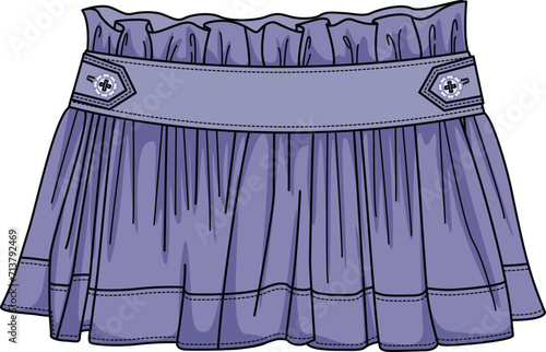 KID GIRLS BOTTOM WEAR PAPER BAG SKIRT VECTOR ILLUSTRATION