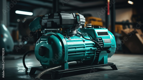 Powerful Air Compressor in a Modern Garage. photo