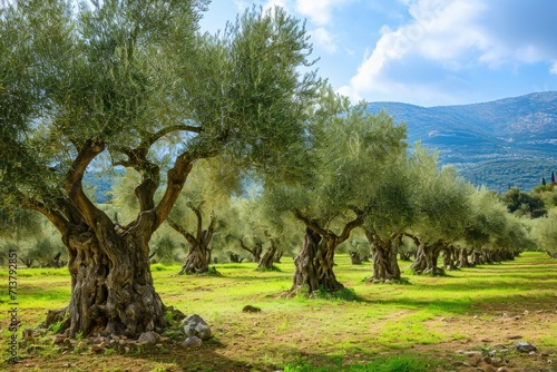 Traditional plantation of olive trees.