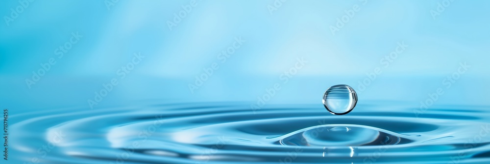 Water drop on blue background, copy space Water drop on blue background, copy space