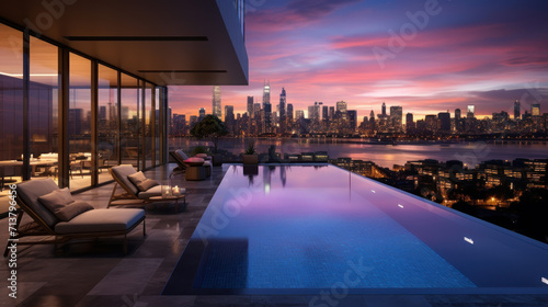 Luxury Condominium with Infinity Pool Overlooking the City Skyline. © sitimutliatul