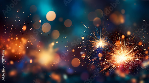 Beautiful creative holiday background with fireworks and sparkles