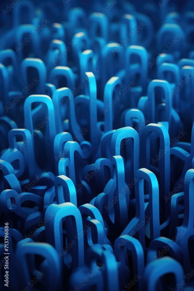 Obraz premium A large group of blue plastic clips. Generative AI.