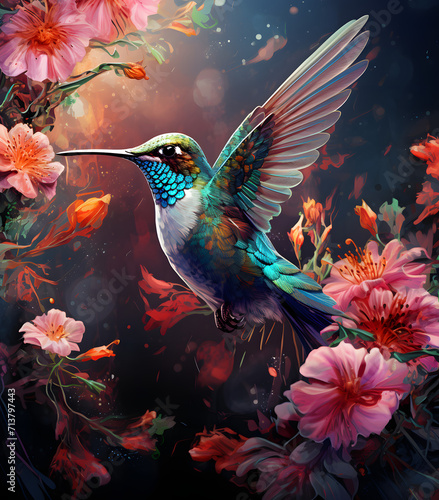 hummingbird and flower © Davy