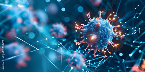 Close-up of virus cells or bacteria on light background ,3d rendered illustration of a virus, Scientific advancements medical challenges viral mutations pharmaceutical progress public health 