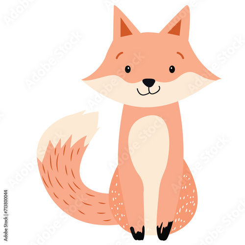 cute fox vector design illustration orange color
