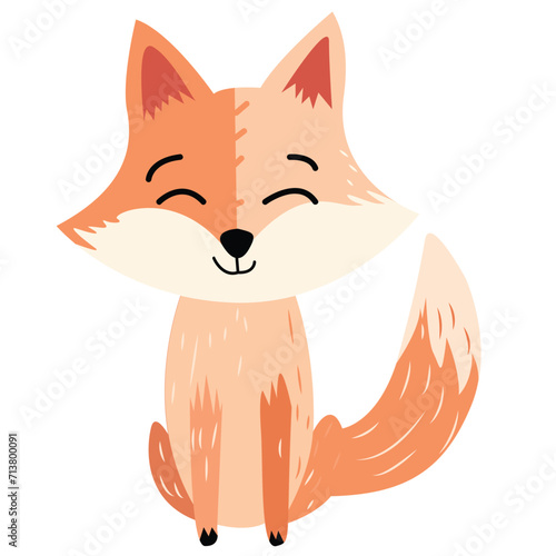 cute fox vector design illustration orange color