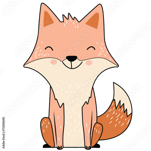 cute fox vector design illustration orange color