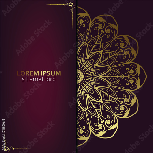 Gradient background with golden mandala ornament