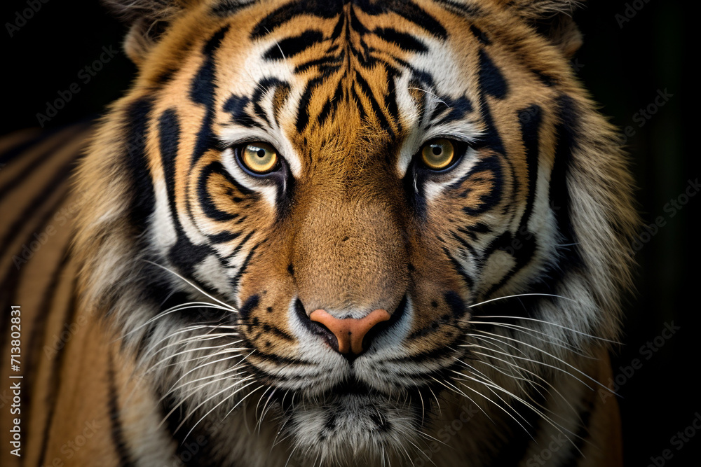 Closeup of tiger animal face.