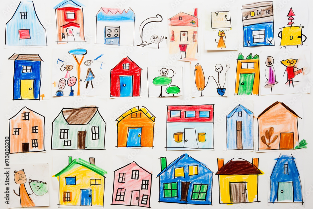 Drawing pictures of home building by kids Drawing pictures of home building by kids