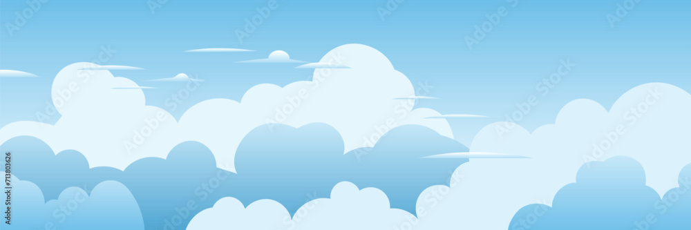 Vector drawing of sky with white clouds, cartoon illustration, natural background Vector drawing of sky with white clouds, cartoon illustration, natural background