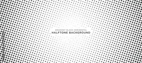 Radial gradient halftone background horizontal vector design dotted black color fit for social media post, poster elements, banner, and more photo