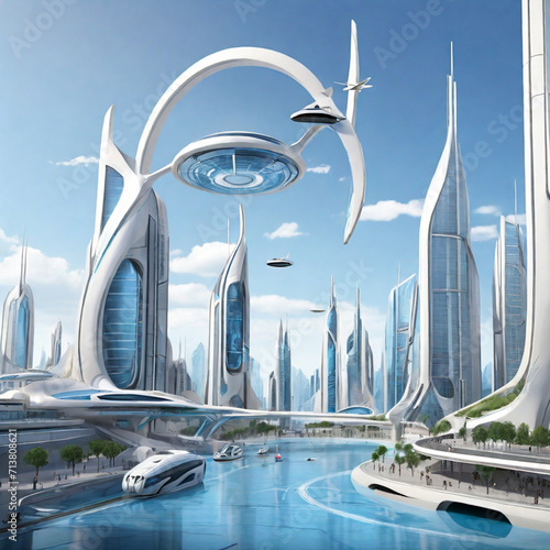 AI generated Futuristic city of the future
