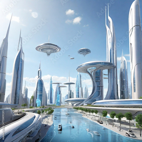 AI generated Futuristic city of the future