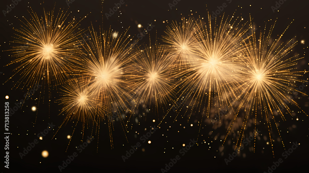 Naklejka premium Beautiful fireworks background at night for holiday decoration