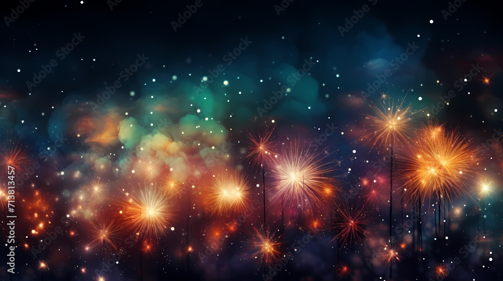 Beautiful fireworks background at night for holiday decoration Beautiful fireworks background at night for holiday decoration