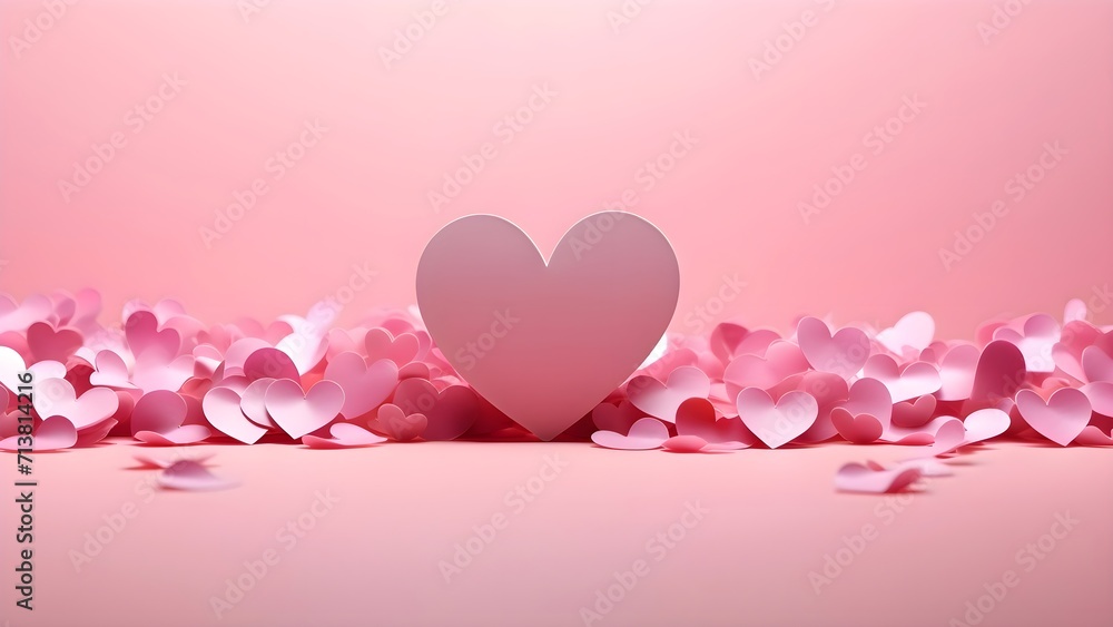 pink valentine's day background With a beautiful heart shape love concept In the Valentine's Day festival happy holiday background