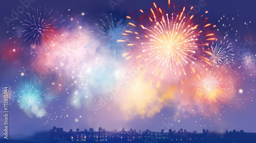 Beautiful fireworks background at night for holiday decoration