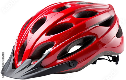 Close-Up of Red Bicycle Helmet on Isolated Background